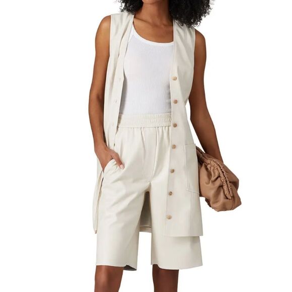 Nanushka Vegan Leather Yolie Long Shorts - Picture 1 of 8